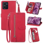 For HMD Pulse Pro Case Zipper Wallet PU Leather Flower Imprint Phone Cover