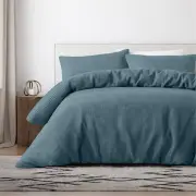 Bas Phillips Cotton Waffle Dusty Blue Quilt Cover Set