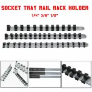 3Pcs 1/4'' 3/8'' 1/2'' Socket Tray Rail Rack Holder Storage Organizer Shelf Set