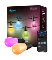 Govee Smart Outdoor String Lights with 15 Dimmable RGBIC LED Bulbs, 48ft IP65...