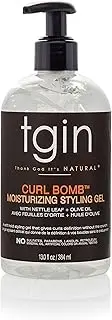 tgin Curl Bomb Moisturizing Styling Gel for Curly, Coily and Wavy Hair, Reduce Frizz, Light Hold, Moisturizes and Defines Curls, 13 oz