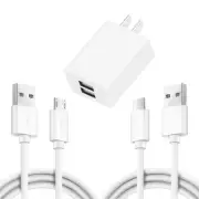 Standard Heavy-Duty 2 xType C USB Cable+Dual USB Power Adapter F Google Pixel XL