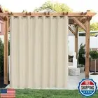LORDTEX Linen Look Indoor/Outdoor Curtains, 105" W x 95" L, Cream, Set of 2 P