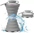Collapsible Water Bottle, Camping Cup with Carabiner, Reuseable Silicone Foldabl