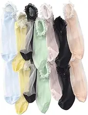 [Yardenfun] Fashionable Women's Lace Socks 7 Pairs Ultra-thin Elastic Ankle Socks Soft and Breathable Random Color