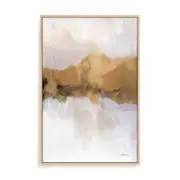 Artey | Golden Abstract - Framed Canvas - Oak - 100 x 150cm