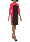 NEW NINE WEST BLACK PINK COLOR BLOCK CAREER PLEATED SHEATH DRESS SIZE 8 10 12