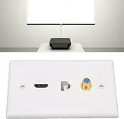 3 Port HD Multimedia Interface Ethernet Wall Plate, TV F Head, RJ45 Coax Ethernet Media Wall Outlet Plate, Avoid Clutter, Ethernet Cable Faceplates for Work Home