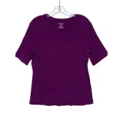 Nine West Soft Spun Womens PXL Ribbed Purple Shirt Top Rayon Blend Stretch NWT