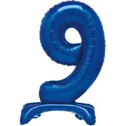 Blue Number 9 Stand Up Air Fill Balloon 76cm