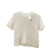 NWT Abercrombie & Fitch Cropped knit crotchet Sweater Size S short sleeve