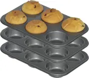 3 Pack Jumbo Muffin Pan Non-Stick 6 Cup Large Muffin Pan