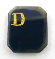 Antique Faux Onyx Octagon Emerald Cut Stone Gold Initial "D" 14 mm x 12 mm #P517