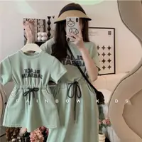 在飛比找ETMall東森購物網優惠-女童韓版洋氣收腰短袖T恤親子裝