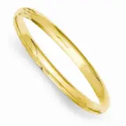 14k Yellow Gold Polished 3/16 Hinged Baby Bangle Children's Bracelet 6"