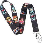 Anime Source One Piece Anime Manga Series Black Lanyard Keychain ID Badge Holder, Black, 42
