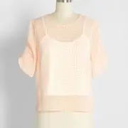ModCloth The Countryside is Calling Top Sheer Gingham Top Sz Large