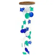Barry Owens BV1119 Turtle and Round Capiz Wind Chime, Blue, Green and White