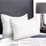 Giselle Bedding King Memory Foam Pillow Gel Pillows for Sleeping Bed Hotel Cushion, Adjustable Shredded with Removable Washable Cover Back Side and Stomach Sleepers