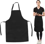 [TEMPNAP] Halter Neck Chef Apron Large Size Adjustable Neck Breathable Polyester Cotton for Cooking Catering Artists Hairstylists