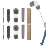 4pcs Microfiber Dusters Bendable Extendable Feather Duster with Extension Pole for Cleaning Ceiling Fan Furniture