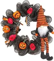 Halloween Decorations,Halloween Wreath,Halloween Witch Wreath Black Wreath with Hat Witches Legs Pumpkin,Indoor Outdoor Home Halloween Décor