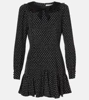 [Alessandra Rich] Alessandra Rich Floral printed silk minidress AU 6 black
