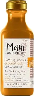 Maui Moisture Curl Quench + Hydrating Coconut Oil Conditioner For Curly Hair 385mL|Help Hydrate, Smooth and Defrizz|Enhances Softness for Shiny, Bouncy Curls