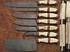 CUSTOM MADE DAMASCUS steel BLADE 7Pcs. CHEF/KITCHEN KNIVES SET