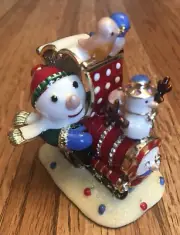 CHRISTMAS TRAIN "POLAR EXPRESS" ART FORM OBJET D'ART TRINKET RING BOX ENAMEL