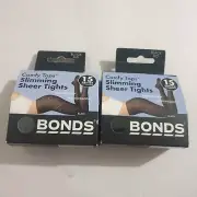 2 x Bonds Tights Sz MD Black Comfy Tops Slimming Sheer 15 Denier Bundle Bulk Lot