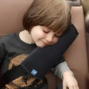 COOLBEBE Seat Belt Pillow for Kids, Extra Soft Toddler Travel Pillow for Car Seat, Universal Carseat Strap Cushion Pads for Childs Baby People Adults, Black