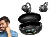 Wireless Ear Clip Earbuds Bluetooth 5.3 Sports Earphones Noise Cancelling Mic For Gaming-Black