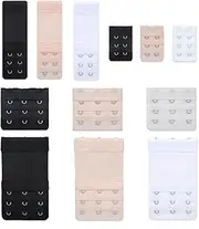[Yolev] 12 Pcs Bra Extenders 3 Hooks and Bra Extender 2 Hook Elastic Bra Hooks Replacement Soft Bra Hook Extender Set Bra Closure Band Extenders for All Common Bra Models Black White Beige, Black White Skin
