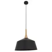 CLA Nordic Metal & Oak 400mm Medium Pendant Light - Black