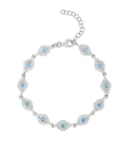 Sphera Milano Silver Turquoise CZ Evil Eye Bracelet