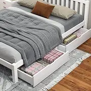 ALFORDSON 2X Storage Drawers for Fenella Bed Frame Queen Double King Single Size Wooden Mattress Platform Bed Base, Under-Bed Timber Storage Drawer Trundle for Adults Kids (91 x 20 x 47cm, White)