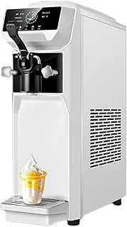 3.8L Commercial Soft Serve Ice Cream Machine – 16L/H Fast Production, Makes 5-8 Cones at Once, One-Touch Auto Clean, Smart Touch Screen & Stainless Steel Mixer – for Shops, Cafes,White