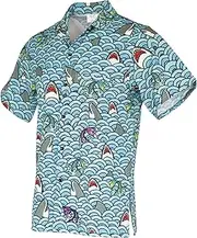 [Funny Guy Mugs] Men's Hawaiian Print Button Down Short Sleeve Shirts