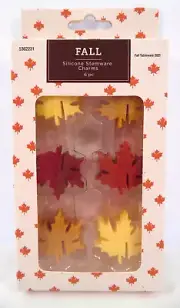 Thanksgiving/Fall 2017 MIB Set of 6 Silicone Stemware Charms Maple Leaves