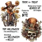 Halloween Clockwork Scarecrow Trick or Treat Metal Cutting Dies Clear Stamps