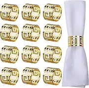 LogHog Gold Napkin Rings Set of 12,Attractive Glossy Napkin Ring Metal Buckles,Elegant Napkin Rings for Table Setting at The Wedding Parties Holiday Daily Family Gathering (Gold)