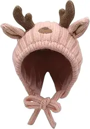 [MOSSTYUS] Cute Reindeer Moose Hat Winter Warm Knitted Beanie Cap Christmas Antler Beanie Ski Skull Cap for Women Men