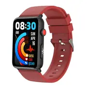 Bluetooth Smart Watch With Ecg Temperature And Heart Rate Red Silicone Smart Watches