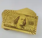 $100 Benjamin Franklin Collectible Playing Cards Full Deck Golden