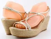$268 ELIE TAHARI MIRANDA Light Gold Designer Platform Wedges 9.5 EUR 40.5
