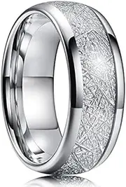 [QUGOO] Silver Rings 8MM Mens Silver Color Stainless Steel Ring Hammered Multi-Faceted Polished Stepped Edges Men Engagement Ring Silver Rings for Women (Color : Style 22, Size : 9)