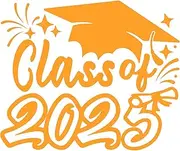 2×Class of 2025 Car Sticker & Graduation Hat Sticker Removable Graduation Decal Car Decal 8"x 7.1" Waterproof Vinyl Decals Arts & Crafts for Graduation Party Decorations(Yellow)