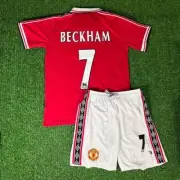 Kids Beckham 7 Manchester United 1998 2000 Kit Jersey Shorts Vintage Football