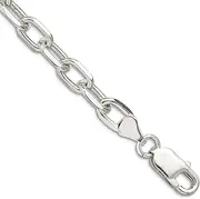 [JewelryWeb] 925 Sterling Silver Solid Polished Diam Cut Open Cable Chain Bracelet 6.5mm Lobster Claw Jewelry Gifts for Women - Length Options: 20 23